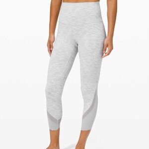 Lululemon Wunder Under Crop 23” High Rise *Roll Down Scallop Hem Grey Size 12